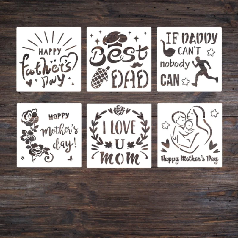 20pcs Fathers Mothers Day Stencil DIY Craft Layering Painting Scrapbooking Stamping Embossing Album Paper Decorative